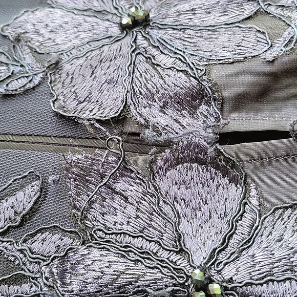 TERI JON RICKIE FREEMAN EGGPLANT/NAVY COLOR LACE ILLUSIONS FORMAL DRESS SZ6 - Picture 13 of 16